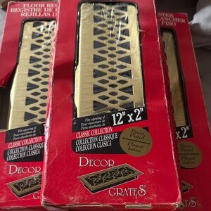 3 Decor Grates Classic Collection brass-plated steel floor register. 12 X 2 NIB